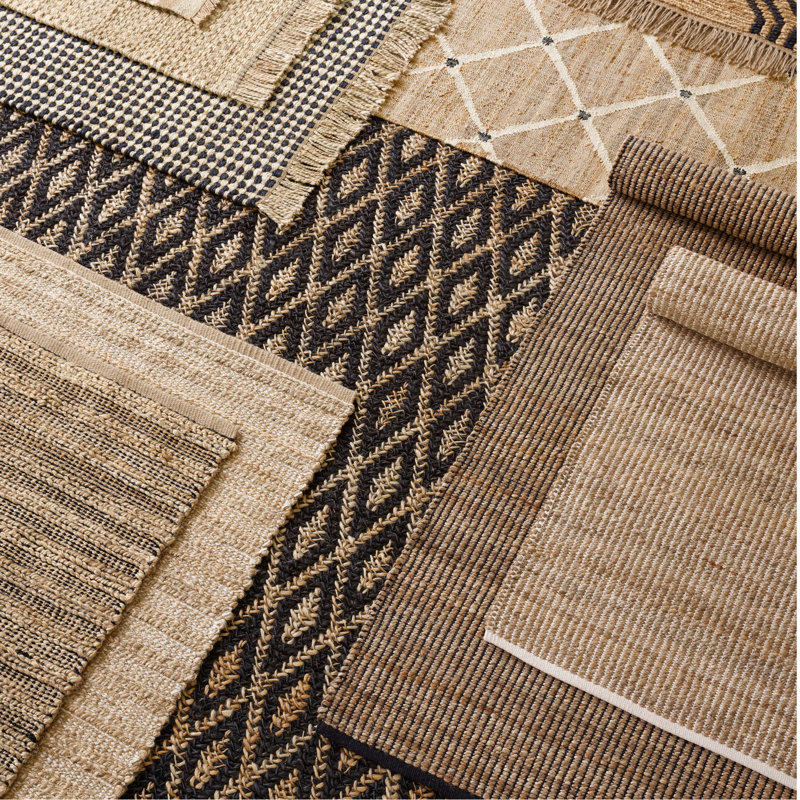 Gridwork Striped Area Rug, Ivory/Brown, Rectangle 8'6" x 11'6"