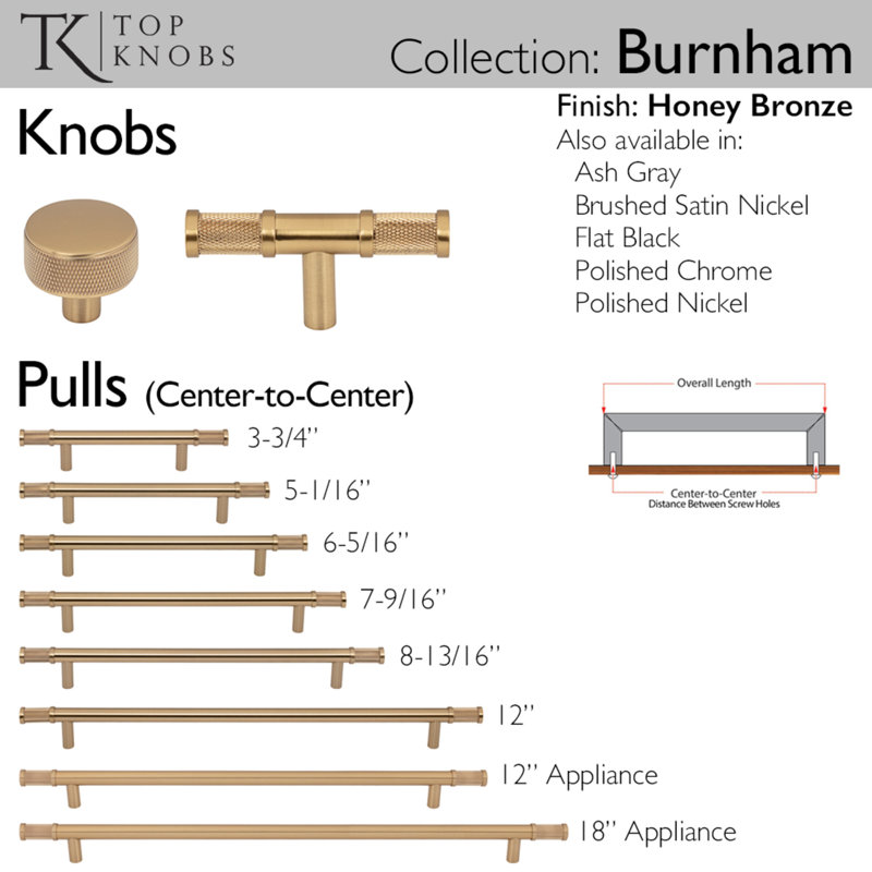 Burnham T-Knob 3 Inch, Honey Bronze