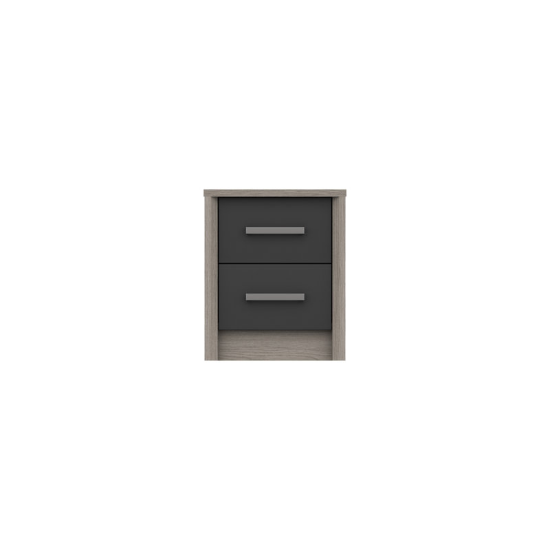 Colville 18cm W Solid Wood Bedside Table, Grey Oak/Graphite Gloss