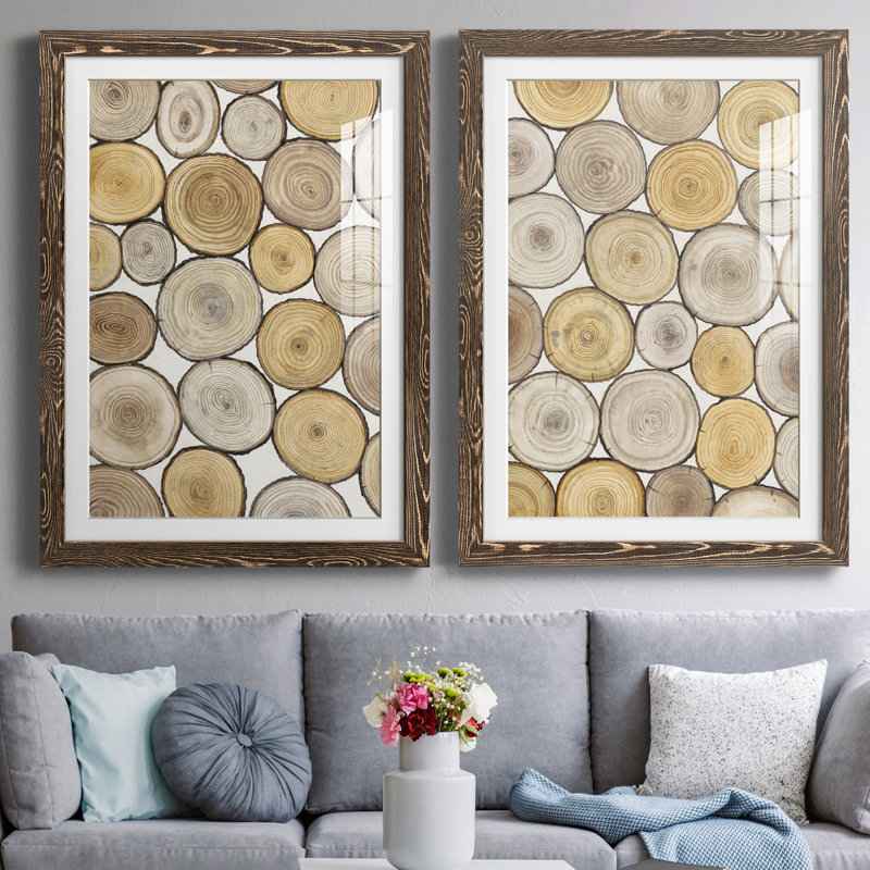 Tree Ring Study I encadré mat - prêt à accrocher, Noyer, H 37,5 po x l 27,5 po x P 1 po