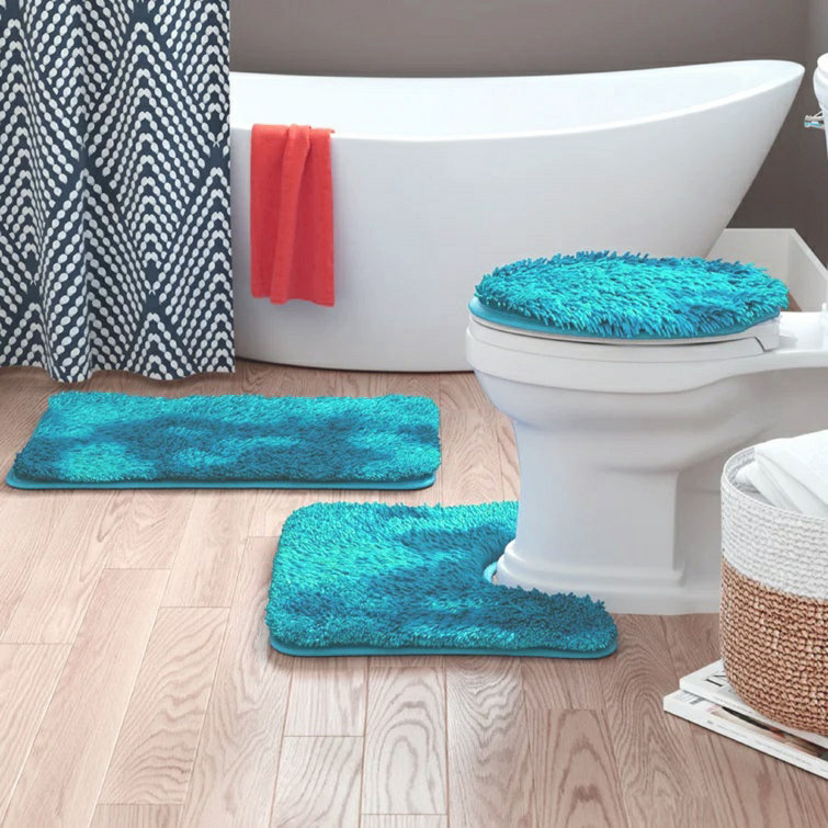 Reversible Cotton Turquoise Bath Rug