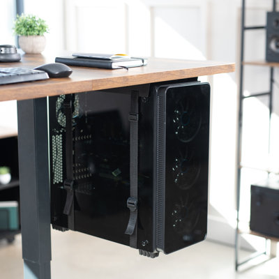 Under Desk Adjustable Strap PC Mount