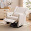 Fauteuil inclinable à bascule pivotant à oreilles de 29,5 po de largeur, fauteuil inclinable berçant et oscillant, fauteuil à bascule pour chambre à coucher, lin, beige