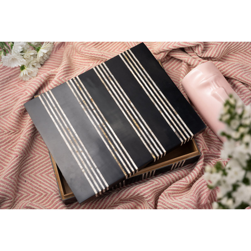 Medium Black Resin Box, 3" H x 14" W x 11" D