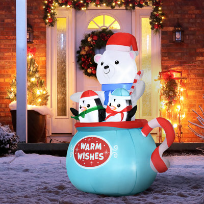 Noël, ours polaire et pingouins dans la tasse