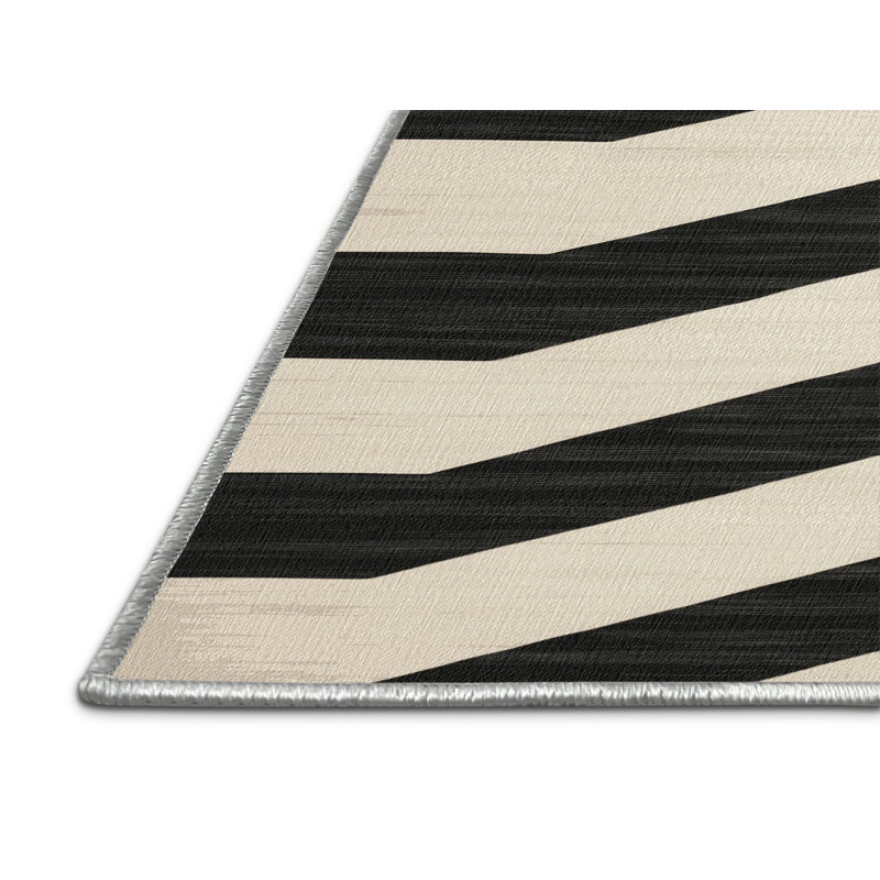  Tapis lavable rayé gris anthracite lavable, Rectangulaire 8 pi x 10 pi