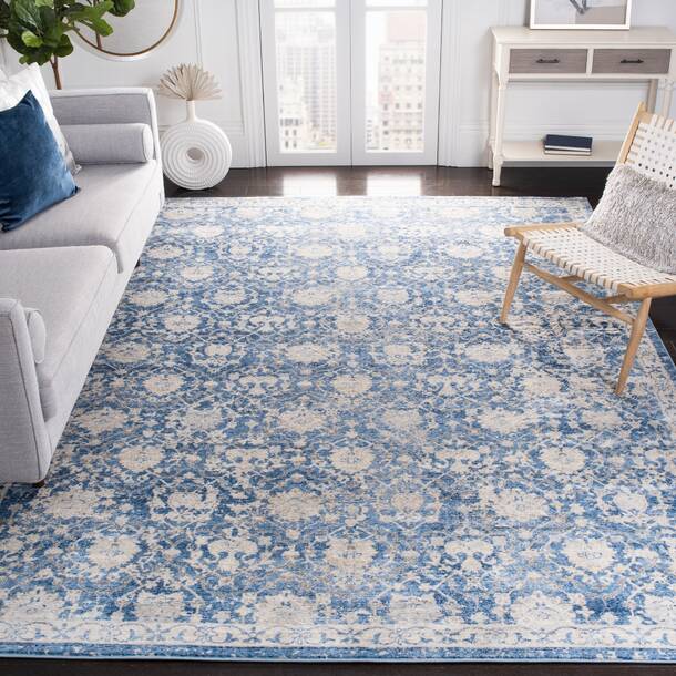 Langley Street Evart Polypropylene Blend Light Grey   Blue Rug 