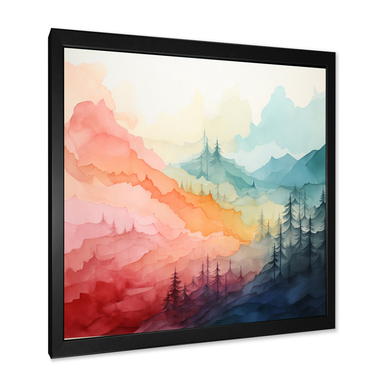 Contemporary Art Colofull - Countryside Wall Art Prints, Cadre photo noir, H 24 po x l 24 po x P 1 po