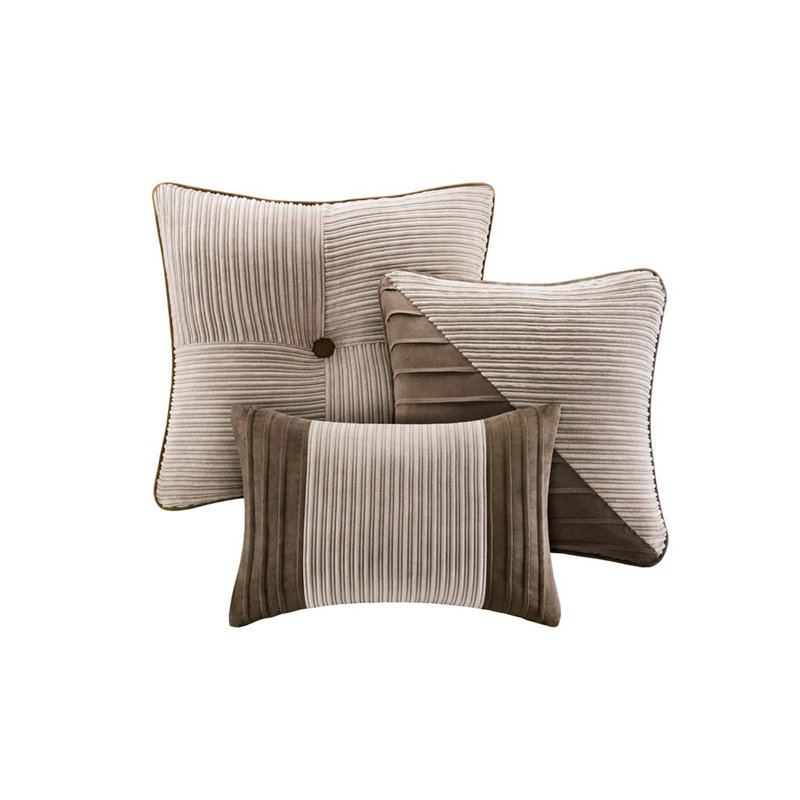 Édredon en velours côtelé taupe - Comfortable Living 7 pièces