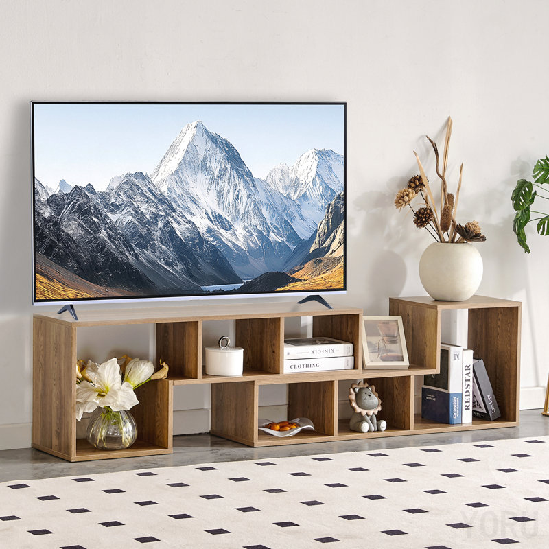 Meuble audio-vidéo en L pour salon avec rangement ouvert