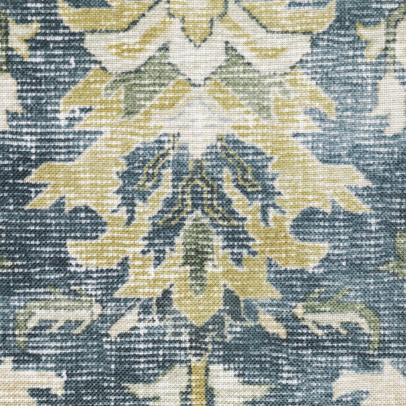 Stankiewicz Machine Washable Performance Non-Skid Blue/Gold Rug Mat, Rectangle 7'6" x 10'