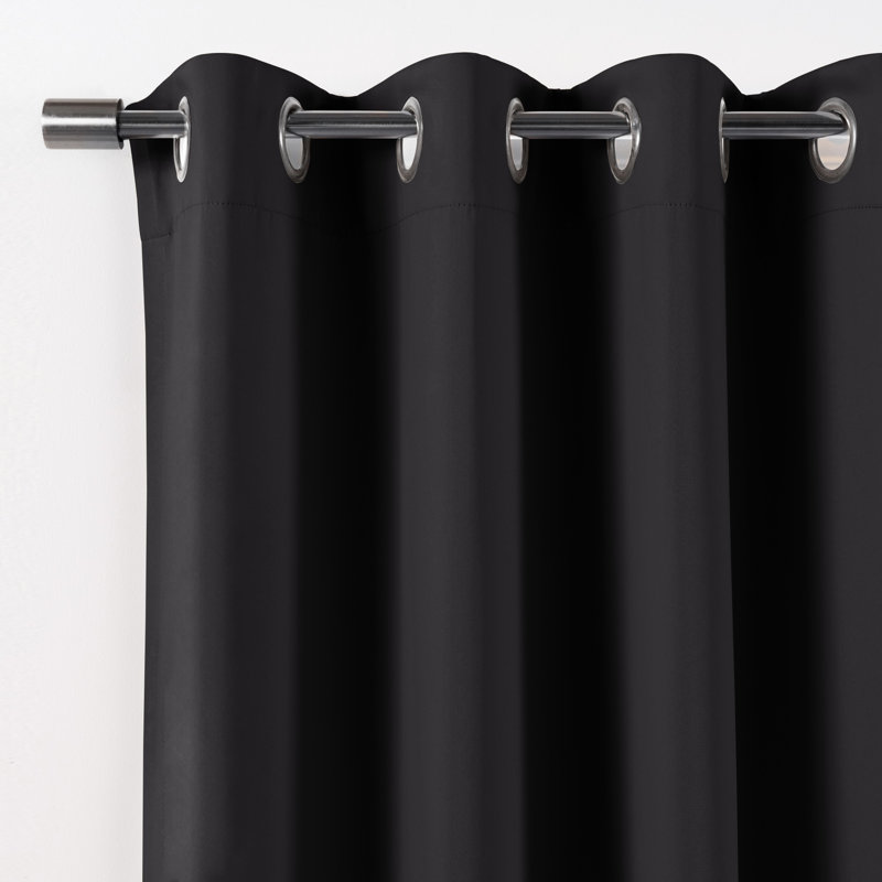 Schaeffer Solid Blackout Thermal Grommet Curtain Panels, Black, 52" W x 96" L