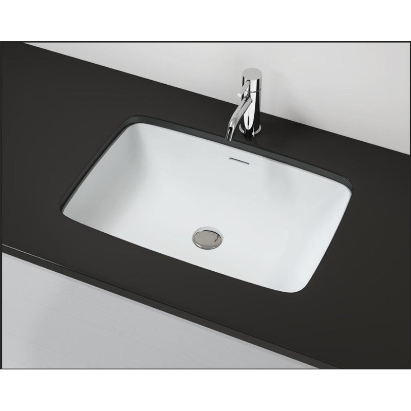 Badeloft 23.6" x 16.4" Rectangular Stone Resin Undermount Bathroom Sink UB-01-M in Matte White, Matte White