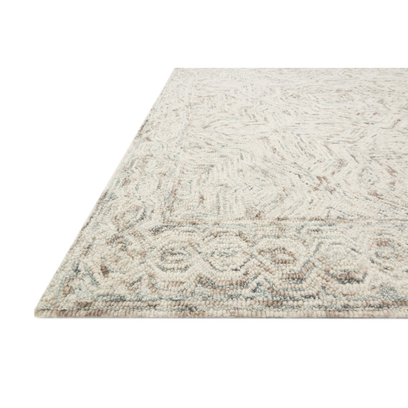 Tapis beige en laine touffeté à la main Yancheva, Tapis de couloir 2 pi 6 po x 9 pi 9 po
