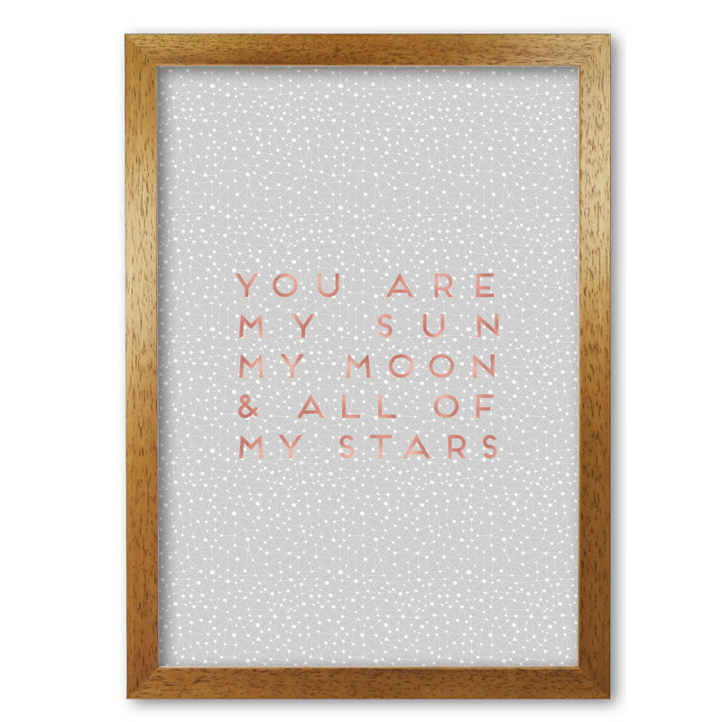 Sun, Moon And Stars Love - Print, Honey Oak Frame, 42 cm H x 30 cm W x 5 cm D