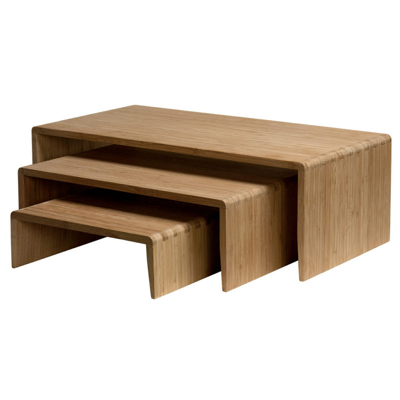 Natural Bamboo Rectangular Display Risers, Set of 3