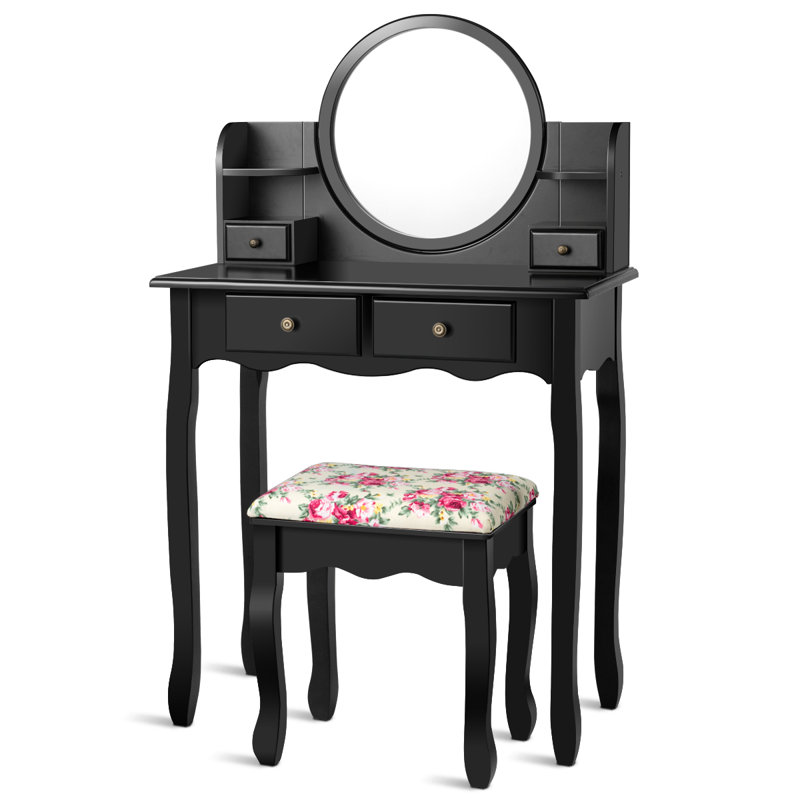 Ensemble coiffeuse avec miroir Clarkson, Noir