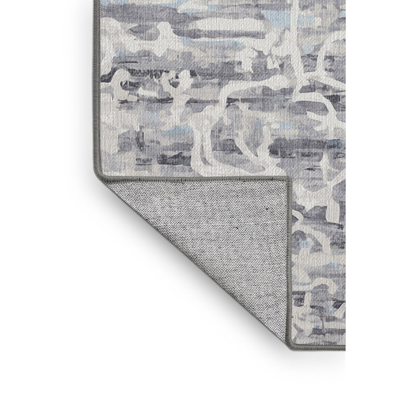 Machine Washable Gray Area Rug, Rectangle 8' x 12'