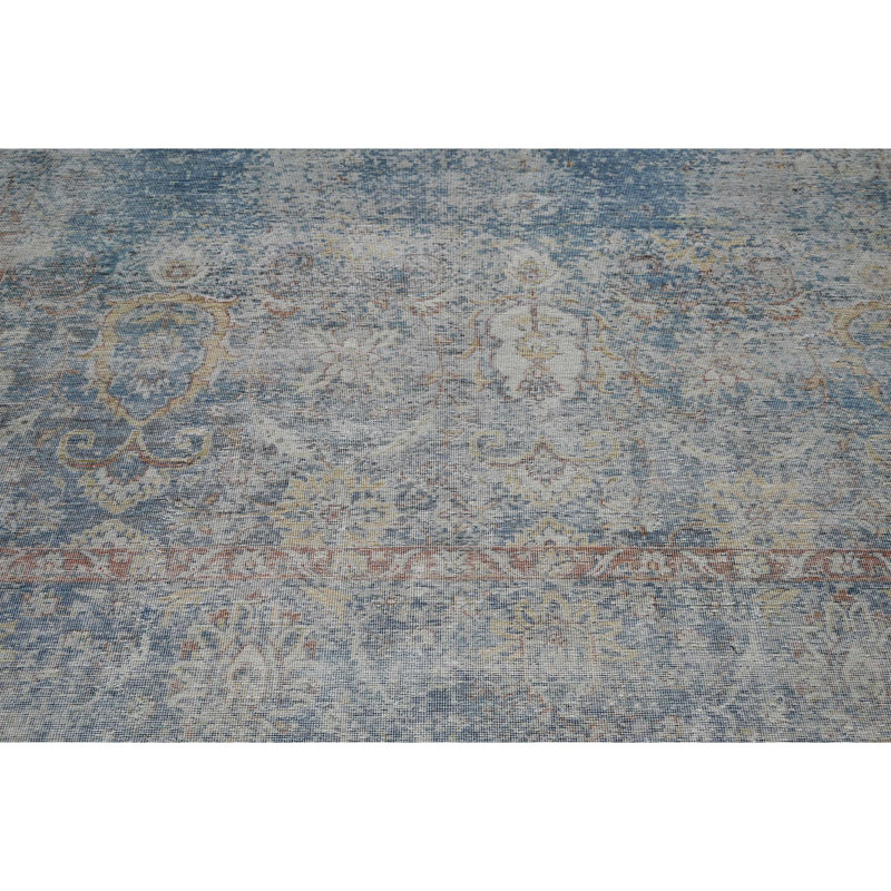 Hand Knotted Wool Oriental Area Rug in Blue/Silver/Rust, Rectangle 5' x 8'