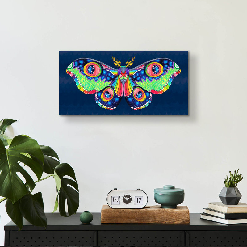  «Midnight Rainbow Moth» par Hello Angel, art mural en verre acrylique, 24 po x 12 po, H 12 po x l 24 po