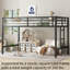 Lit mezzanine simple en métal noir avec échelle facile à monter et lit de garde-corps pour enfants