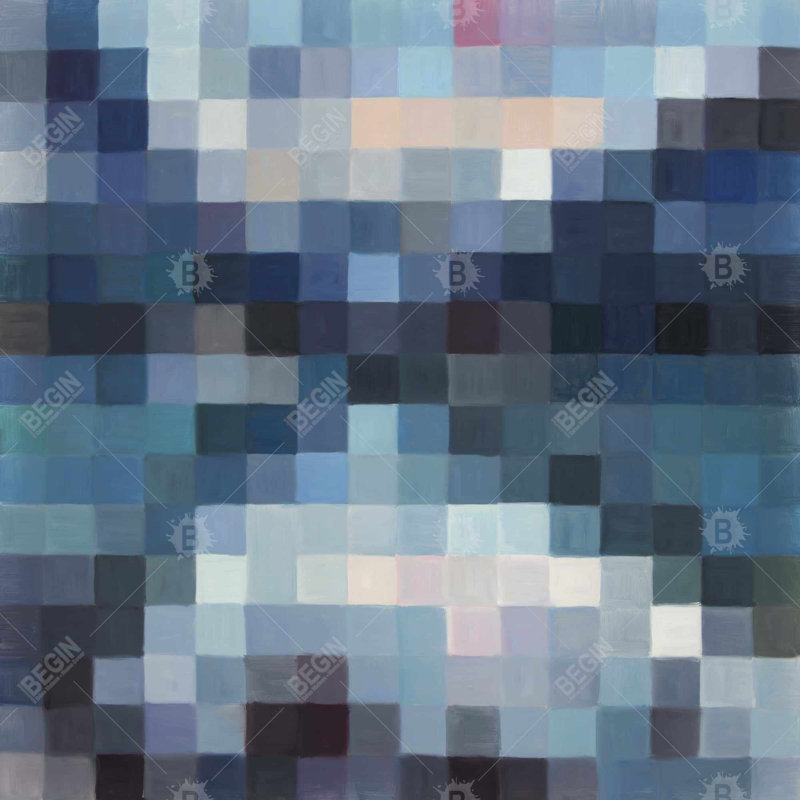 Pixelated Mountain Canvas - Blue Modern Shapes Home Decor
