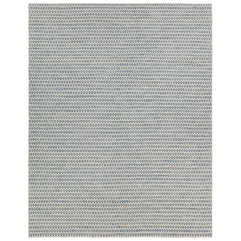 Tapis bleu en laine tissé à la main Littlefield, Rectangle 7 pi 9 po x 9 pi 9 po