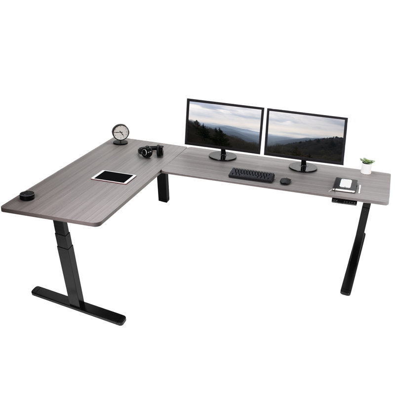 Bureau en coin électrique 83 "x 60", Gris foncé / Noir