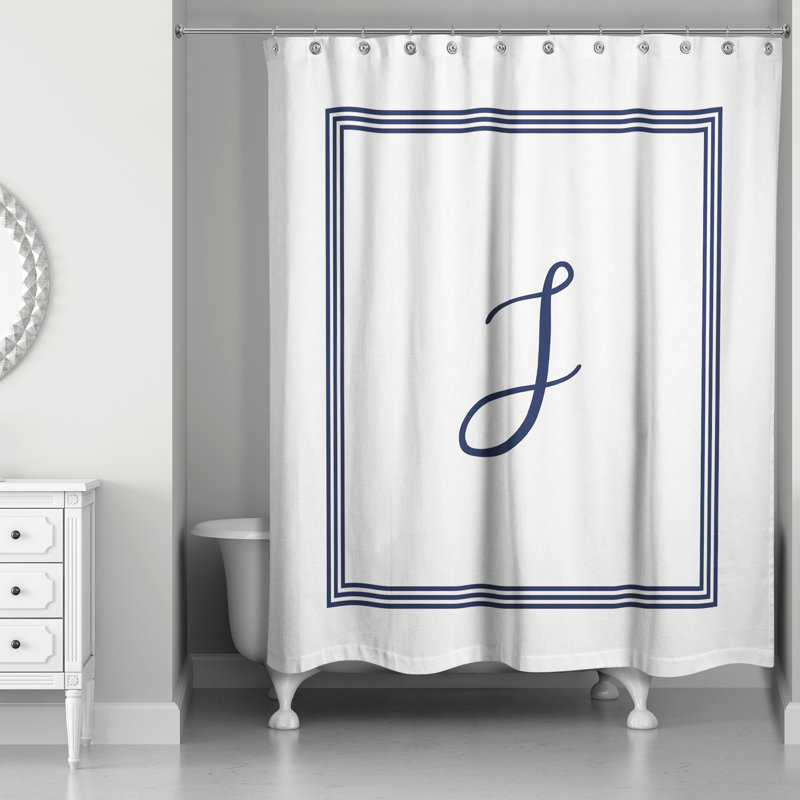 Rideau de douche simple , J, Bleu marine