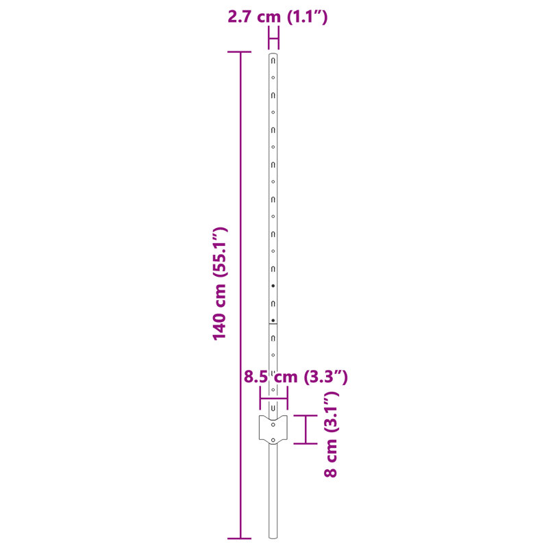 Fence Posts 22 Pcs U-Channel Steel, 140cm H x 8.5cm W, Green