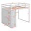 Lit mezzanine double avec lumière DEL, cadre de lit mezzanine en bois avec tablettes de rangement et garde-robe-412329318