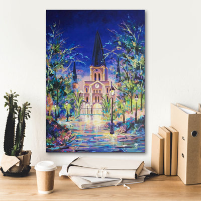 «Fantasy St Louis Cathedral - New Orleans» par ADEL, art mural sur toile, 18 po x 26 po