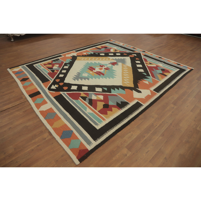 Tapis géométrique à motif oriental kilim 8 x 10