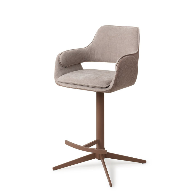 Natsuki Upholstered Counter Stool with Metal Frame, 65cm , Taupe/Brown