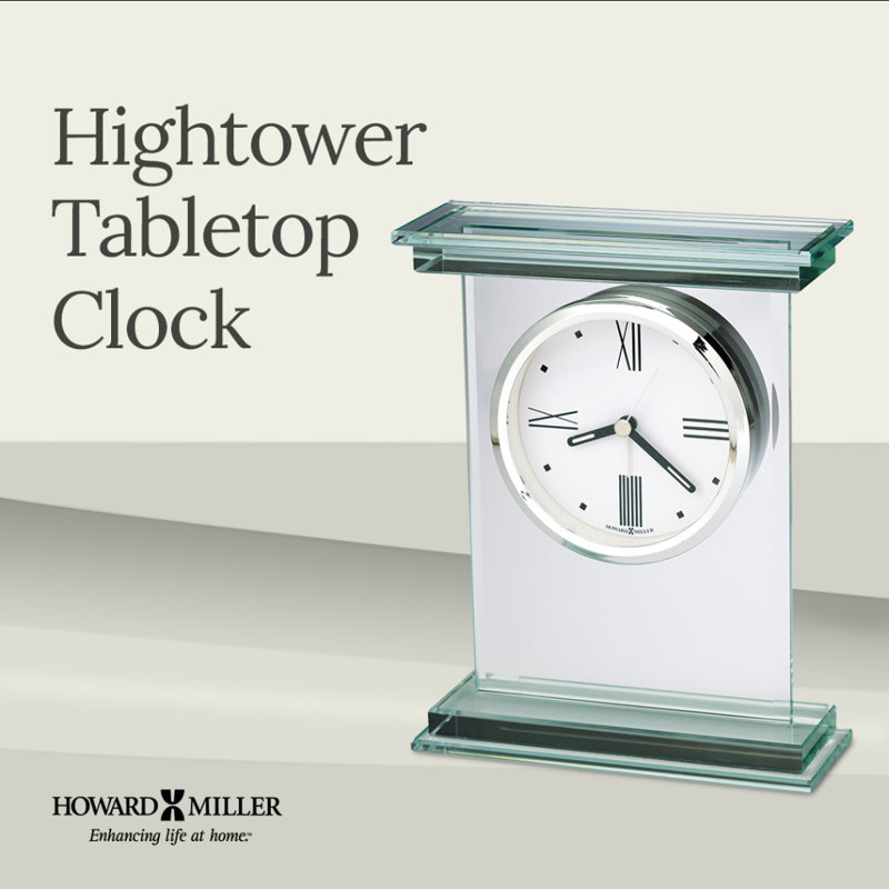 Hightower Analog Crystal Quartz Alarm Tabletop Clock in Clear