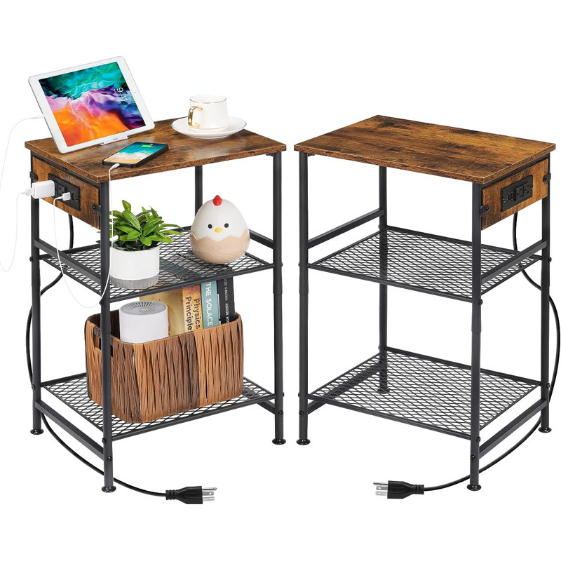 Table de bout avec rangement Aadit et prises intégrées