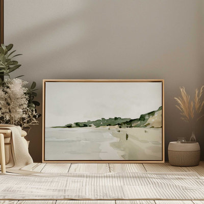 «Misty Morning on the Beach», reproduction sur toile dans un cadre