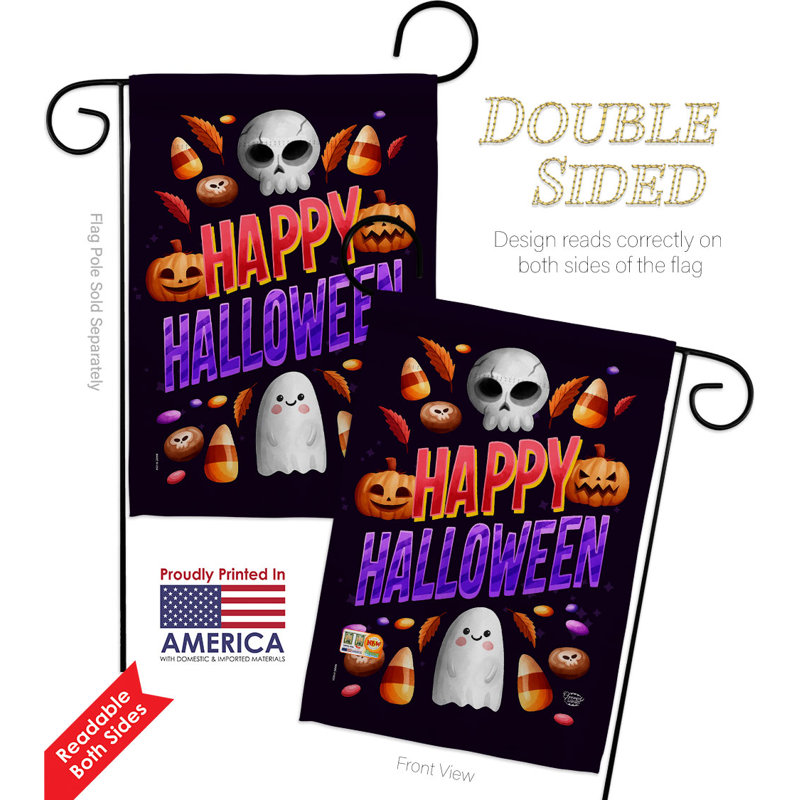 Double Sided 18.5'' H x 13'' W Polyester Halloween Garden Flag