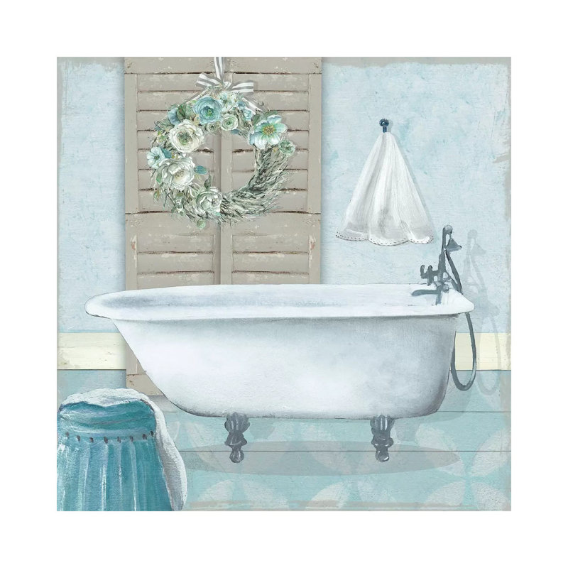 Teal Bath II by Carol Robinson - Print on Canvas, Wrapped Canvas, 45.72 cm H x 45.72 cm W x 1.91 cm D