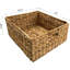 Table d'appoint à 3 niveaux avec paniers tissés - Structure en bois massif robuste, conception en X pour un soutien supplémentaire, tiroirs de rangement pliables - Parfait pour la chambre à coucher ou le salon
