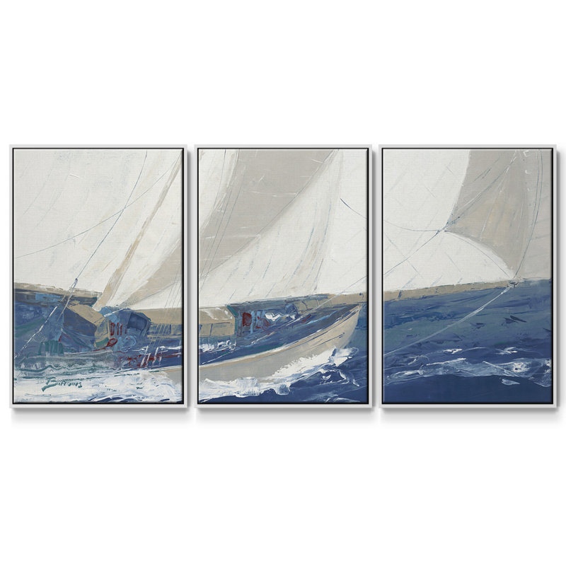 Port to port, reproduction sur toile 3 pièces, H 36 po x l 75 po x P 2 po, Blanc