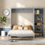 Grand lit escamotable avec rangement en MDF gris