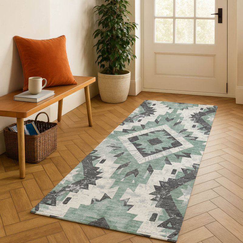 Premium Machine Washable Crestover AMF1878 Aztec Rug, Runner 2'3" x 7'6"
