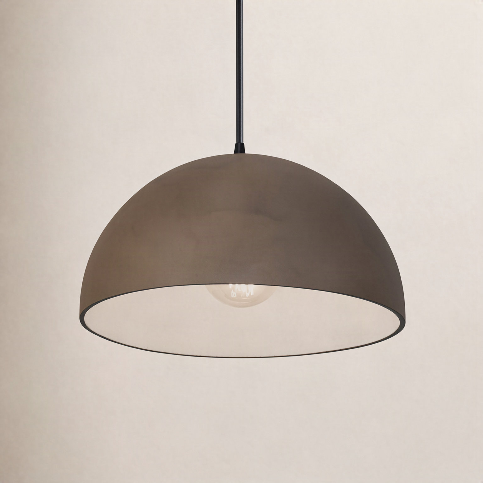 Leni Dimmable Dome Single Light Pendant, Terra Cotta, Matte Black