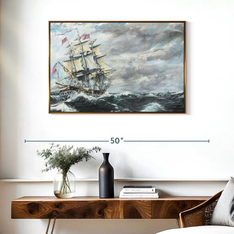 Tête de frégate USS Constitution pour frégate, Cadre flottant doré, 37 po x 25 po