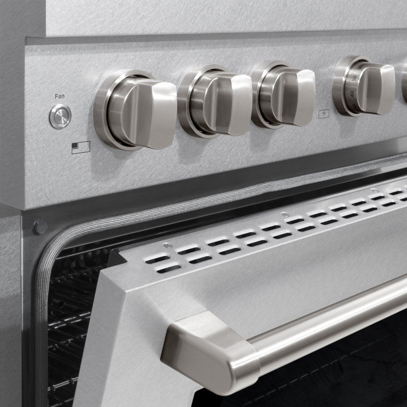 ZLINE 36 in. 6 Burner Gas Range in DuraSnow®, Stainless Steel/Brass
