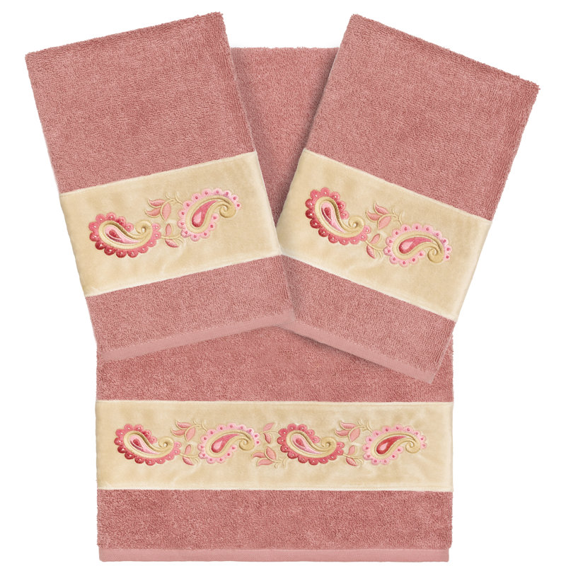  3 Piece 100% Turkish Cotton Towel Set, Tea Rose