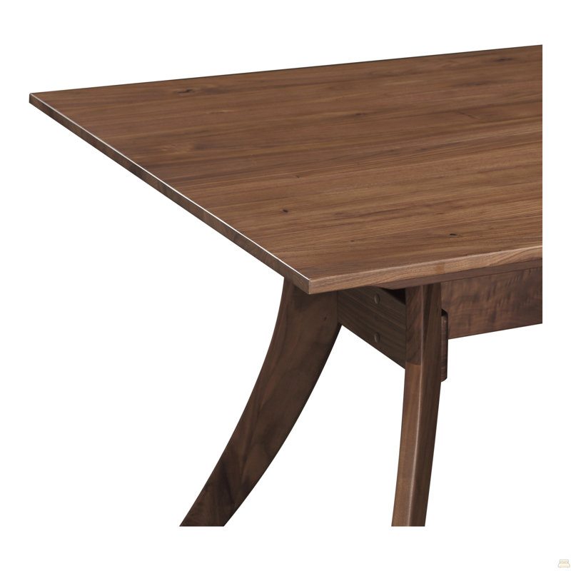 Dining Table, Solid American Walnut Wood, Rectangular, Brown, Seats 6