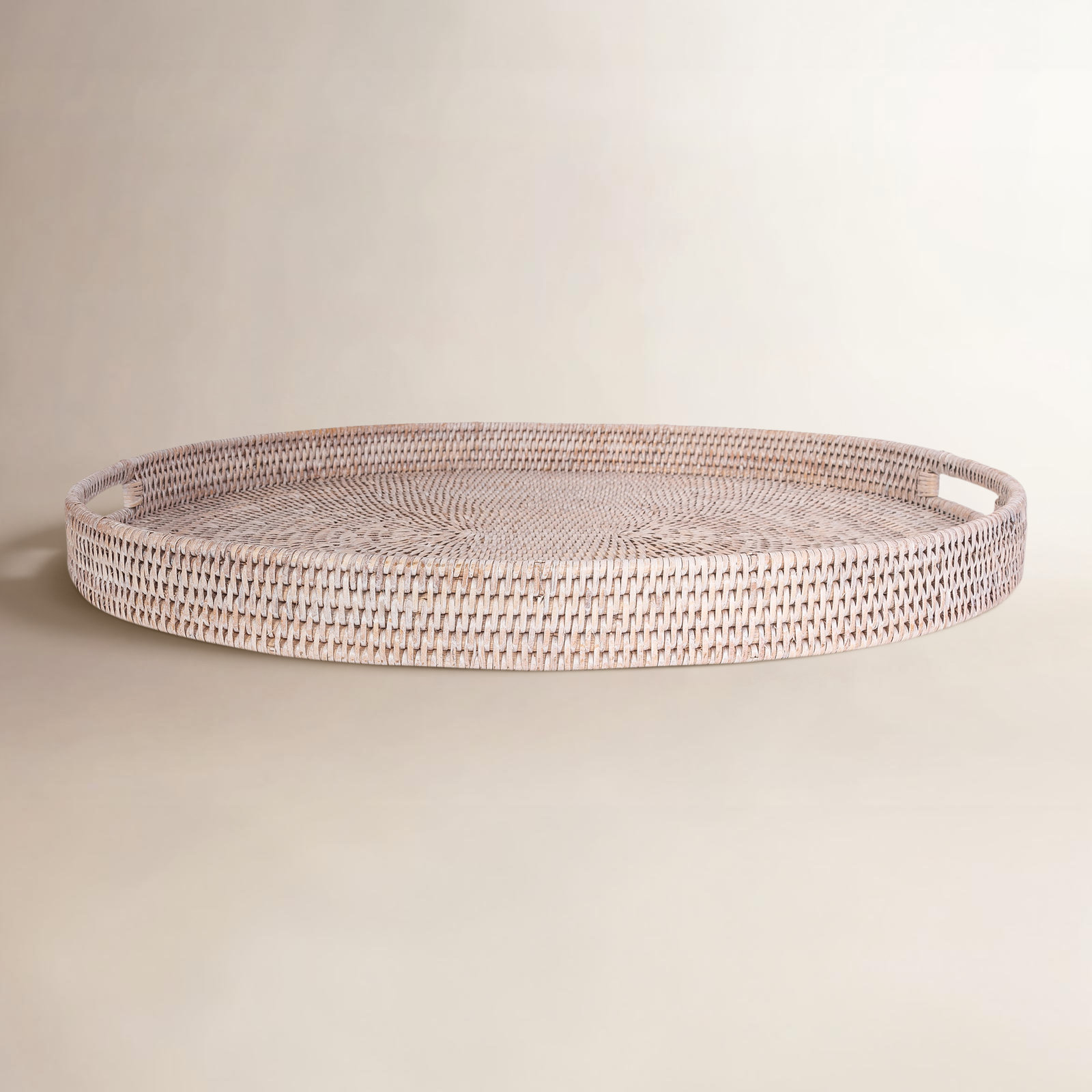 Ilonka Rattan Decorative Tray, 23"W x 20"D x 2"H, White Wash