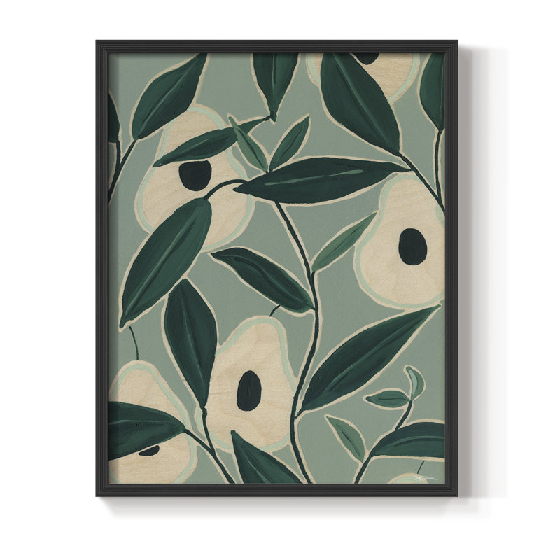 Reproduction encadrée monochrome d'avocat - bois massif, Noir, H 10 po x l 8 po